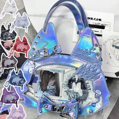 痛バッグ 猫耳 ベアバッグ ギャル風 パンク風 ショルダーバッグ ハンドバッグ エナメルバッグ かわいい 個性派 二次元 推し活 小悪魔系 地雷系 原宿系 ファッション アイドル風 トートバッグ