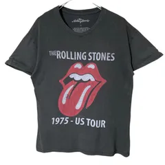 CHM メンズ レディース ユニセックス 古着 ザ・ローリング・ストーンズ バンドTシャツ 1975 US TOUR タンロゴ ブラック Lサイズ コットン100% 2022年コピーライト ブラバド 半袖 ロックT