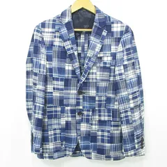 【三重本店】 中古 POLO RALPH LAUREN | ポロ・ラルフローレン パッチワークジャケット 総柄ジャケット チェック柄 715665583001 ブルー×ネイビー サイズ：L 【93】