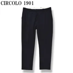 【上質】 チルコロ CIRCOLO 1901 CN4007 ジャージー ストレッチ スラックス パンツ イタリアンカジュアル 大人コーデ キレイめ ドレス 46 ネイビー メンズのサムネイル