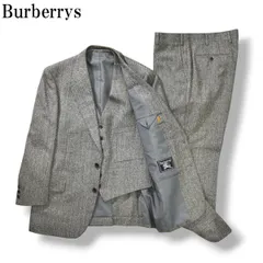 90sヴィンテージ バーバリー Burberrys ツイード シングル 2B 3ピース スーツ セットアップ 上下 テーラードジャケット スラックスパンツ ジレベスト 秋冬 AB5 グレー メンズ