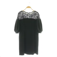 ダイアグラム グレースコンチネンタル Diagram GRACE CONTINENTAL ビッグスリーブワンピース ビジューレースワンピース ミニ 36 ブラック /DF ■OS