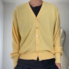 USA製 70s80s USA VINTAGE ROBERT BRUCE アクリルニットカーディガン Lサイズ イエローのサムネイル