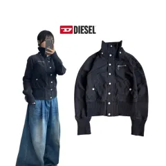 DIESEL ディーゼル ハイネック Y2K クロップド コットン ジップアップ ジャケット