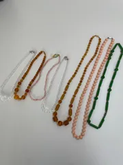 D【まとめ売り】石付きネックレス 7点まとめ 石付き レディース ヴィンテージ アクセサリー