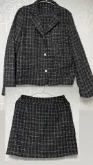 新品> ブラック ツイード スカート セットアップ