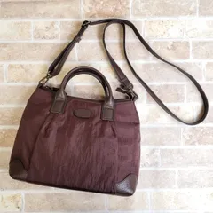 イビサ IBIZA ☆ レザーコンビ ナイロン 2WAY ハンドバッグ ショルダーバッグ 焦げ茶 ダークブラウン イビザ