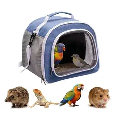 Verocis ペットキャリー うさぎ キャリー おでかけ 通院 キャリーバッグ うさぎバッグ 兎 ハムスター モモンガ キャリーケース モルモット チンチラ フェレット 子猫 仔猫 車載 2Way 手提げ/肩掛け ブルー 1