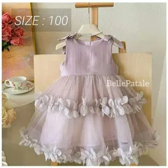 100 花 チュールドレス ピンク ワンピース キッズ ベビードレス　チュール