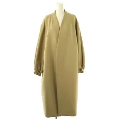 ノーブル NOBLE トリプルクロスパフスリーブコート ノーカラー ロング 38 ベージュ /DF ■OS