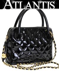 美品 シャネル CHANEL ヴィンテージ マトラッセ 2WAYバッグ パテント 黒 2番台 【74404】 美品 シャネル CHANEL ヴィンテージ マトラッセ 2WAYバッグ パテント