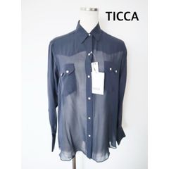 美品✨TICCA ティッカ 麻100% リネンスクエアビックシャツ ネイビー 美品✨TICCA ティッカ 麻100% リネンスクエアビックシャツ ネイビー