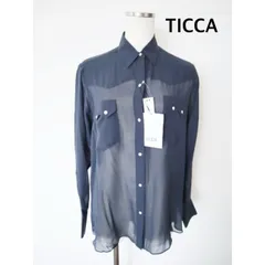 【新品】TICCA　ティッカ　シアーシルクシャツブラウス　定価26000円(税抜)　日本製　ネイビー　カジュアル　シンプル　透け感あり　シルク　送料込み   6463832のサムネイル