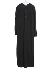 【お得なクーポン配布中!】 ポロ ラルフローレン ヘンリーネック 長袖 サーマル ロング ワンピース レディース S 古着 コットン ストレッチ ワッフル マキシ丈 無地 黒