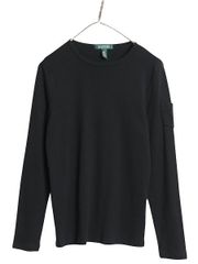 ブラックレーベル ローレン ラルフローレン 総柄 半袖 Tシャツ レディース M / ストレッチ コットン スムース ボートネック カットソー 黒 ブラックレーベル ローレン ラルフローレン 総柄 半袖 Tシャツ