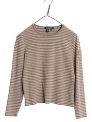 ブラックレーベル ローレン ラルフローレン 総柄 半袖 Tシャツ レディース M / ストレッチ コットン スムース ボートネック カットソー 黒 ブラックレーベル ローレン ラルフローレン 総柄 半袖 Tシャツ