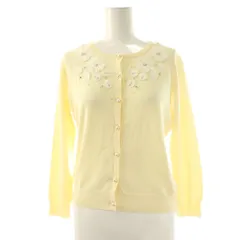 アベニールエトワール Aveniretoile 花刺繍 カーディガン ニット 七分袖 38 クリーム /HK ■OS