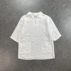 英国製 James Mortimer Irish Linen Shirt ジェームス モルティマー 五分袖 カプリシャツ ポケット 無地 ホワイト 白 メンズ 40のサムネイル