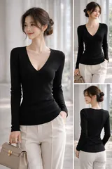 【極美品】【クリーニング済】DAISY LIN for FOXEY 06017 デイジーリンフォーフォクシー38 ブラック Vネックセーター ニットトップス 上品 美シルエット 通年 学校行事 お呼ばれ エレガント 人気商品 大人上品のサムネイル