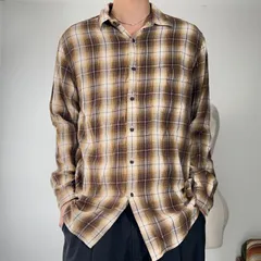 OLD UNIQLO ユニクロ シャドーチェック オンブレシャツ コットン イエロー系 XLサイズ