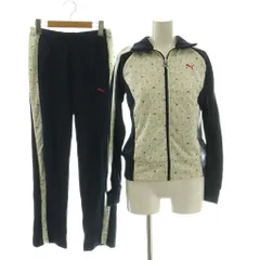 プーマ PUMA ジャージ セットアップ S 紺 ネイビー 白 ホワイト レオパード柄 スタンドカラー 長袖 /AG ■OS