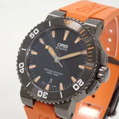 Th1011671 オリス AQUIS アクイス デイト 01 733 7563 4259-07 4 26 32GEB ブラック×オレンジ系 腕時計 自動巻き SS×ラバー ORIS 良好・中古のサムネイル