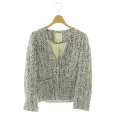 ビーミングバイビームス B:MING LIFE STORE by BEAMS Platinum ツイード ノーカラージャケット ラメ S ブラック ホワイト /ES ■OS