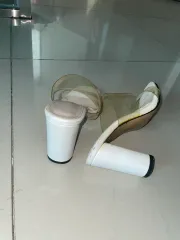 白 厚底 ミュール スリッパ