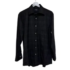  バーバリーロンドン BURBERRY LONDON メンズ 長袖シャツ ウール100% ノバチェック M 黒 BBW12-530-09【ZY1】