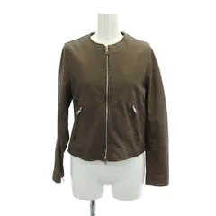 パブリックトウキョウ PUBLIC TOKYO ノーカラーラムレザーブルゾン ジャケット ジップアップ 総裏地 1 ダークブラウン /DO ■OS