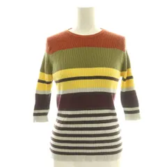 ジョンスメドレー JOHN SMEDLEY コットン ボーダー リブニット カットソー プルオーバー S オレンジ マルチカラー /CX ■OS