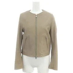 パブリックトウキョウ PUBLIC TOKYO ノーカラーラムレザーブルゾン ジャケット ジップアップ 総裏地 1 グレージュ /DO ■OS