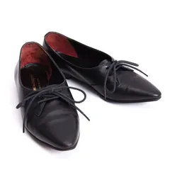 コムデギャルソンCOMME des GARCONS ポインテッドトゥレザーフラットシューズ 黒22.5のサムネイル