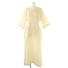 6 ROKU BEAUTY&YOUTH B&Y ロク ビューティーアンドユース COTTON SLIT DRESS コットンワンピース ロング 七分袖 38 ベージュ /HK ■OS ■SH