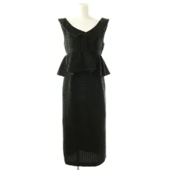 リリーブラウン Lily Brown 24AW ツイードペプラムワンピース 0 黒 ブラック /AQ ■OS