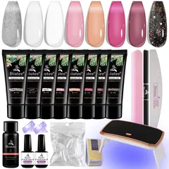 【特価セール】Biutee ポリネイルジェル セット ledライト付き 8色ネイルジェル 長さだし ジェルネイル