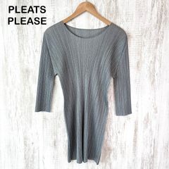 プリーツプリーズ ワンピース チュニック ノースリーブ グレー size2