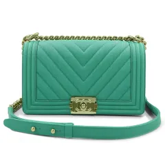 シャネル ボーイシャネル 25 シェブロン Vステッチ キャビアスキン グリーン チェーン ショルダーバッグ 2way 斜め掛け レザー ゴールド金具 CHANEL（未使用　展示品）