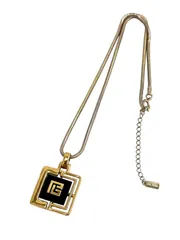 【亘】BALMAIN ゴールド×ブラック ロゴ ネックレス 【8164AM】D18のサムネイル