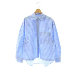 スリードッツ three dots 25SS Broad stripe loose shirt シャツ ブラウス ストライプ XS 水色 白 /CX ■OS