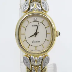 SEIKO セイコー EXCELINE エクセリーヌ 1Pダイヤ 4N20-5260 クォーツ 腕時計 レディース ※中古　
