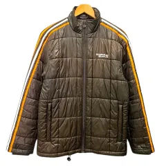 アディダス adidas ジャンパー ブルゾン ナイロン ライン ワンポイントロゴ 中わた 長袖 S 茶 ブラウン