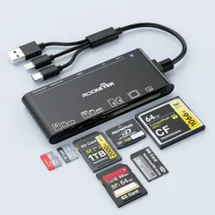 USB-C/Lightning/USB-A カードリーダー SD/TF(Micro SD)/MS/XD/CF カードリーダーアダプター OTG対応 高速転送 高精細写真動画/音声ファイル/4Kビデオ 設定不要 iPhone/iPad/iMac/Samsung