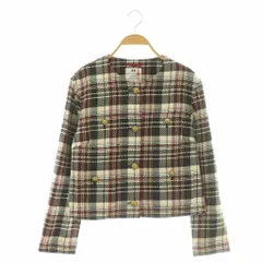 ドレステリア DRESSTERIOR DEVEAUX社ツイード使用 コンパクトチェックジャケット ノーカラージャケット 38 マルチカラー /DF ■OS