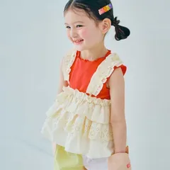 【新作】p.premier レイヤードスカートにもなるマルチWAYフリルキャミ アイボリー 子供服 P310036のサムネイル