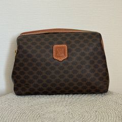 CELINE マカダム柄 トリオンフ クラッチバッグ ポーチ PVC ブラウン