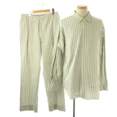 アンデコレイテッド UNDECORATED ストライプ柄シャツパンツセットアップ 上下 前開き キナリ 水色 /NR ■OS ■SH