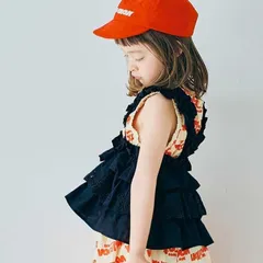 【ラスト1点/90㎝】p.premier レイヤードスカートにもなるマルチWAYフリルキャミ ブラック 子供服 P310036のサムネイル