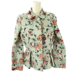 アナイ ANAYI フラワー ジャガード シングルジャケット ステンカラー 38 ライトブルー マルチカラー /DF ■OS