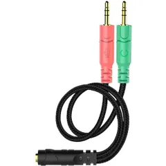 【在庫処分】ENVEL 4極 3極 変換 ヘッドセットスプリッターケーブル CTIA標準 (4極メス - 3極オス×2) PC用3.5mmヘッドホンアダプター変換 デュアル3.5mmオスに ブラックのサムネイル